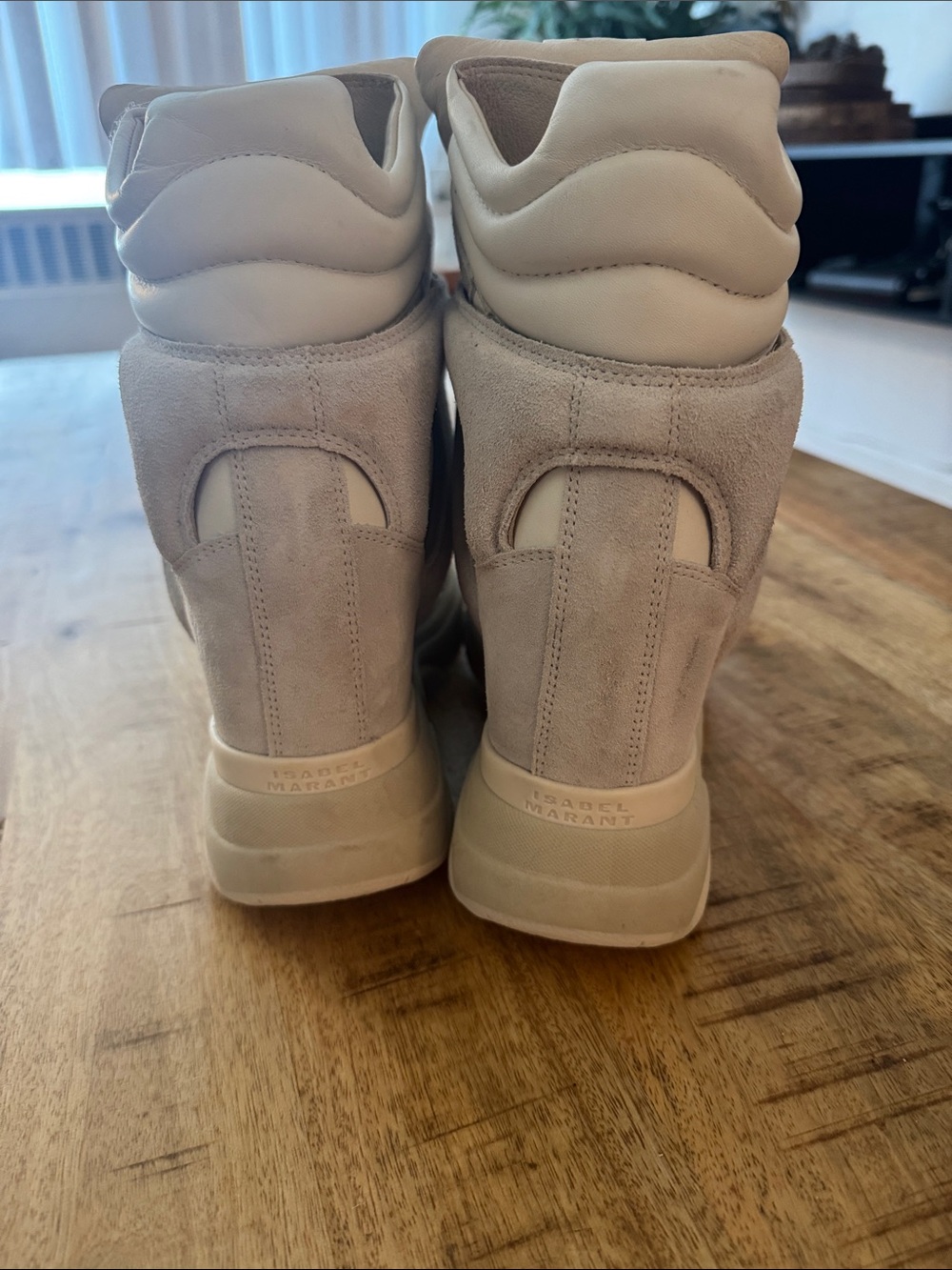 Isabel Marant Balskee White , Gray and Cream 50 MM High-Top Wedge Sneakers - Picture 9 of 12